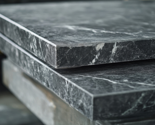 Warehouse with Large Marble Slabs in Various Patterns and Colors