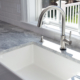 Modern kitchen sink and single handle brass faucet with soap dispenser